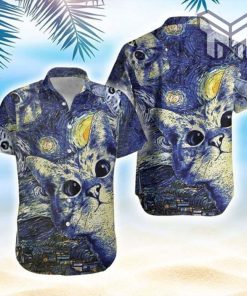 Starry Cats Hawaiian Graphic Print Short Sleeve Hawaiian Casual Shirt