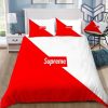 Supreme Logo Red White Luxury Brand Bedding Set Duvet Cover Home Decor