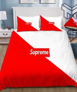 Supreme Logo Red White Luxury Brand Bedding Set Duvet Cover Home Decor