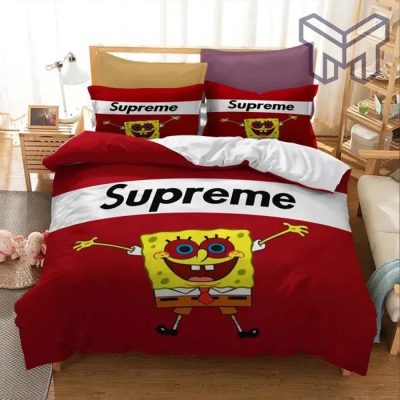 Supreme SpongeBob SquarePants Red Luxury Brand Bedding Set Duvet Cover Home Decor Special Gift