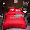 Supreme White Logo Red Luxury Brand Bedding Set Duvet Cover Home Decor