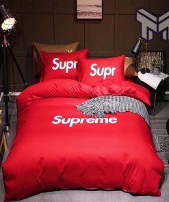 Supreme White Logo Red Luxury Brand Bedding Set Duvet Cover Home Decor