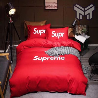 Supreme White Logo Red Luxury Brand Bedding Set Duvet Cover Home Decor