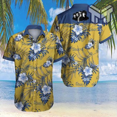 The Doors Rock Band Music Hawaiian Graphic Print Short Sleeve Hawaiian Casual Shirt  