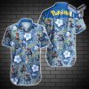 Pokemon Garchomp Hawaiian Graphic Print Short Sleeve Hawaiian Casual Shirt