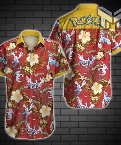 Tlmus Pokemon Lugia Hawaiian Graphic Print Short Sleeve Hawaiian Casual Shirt