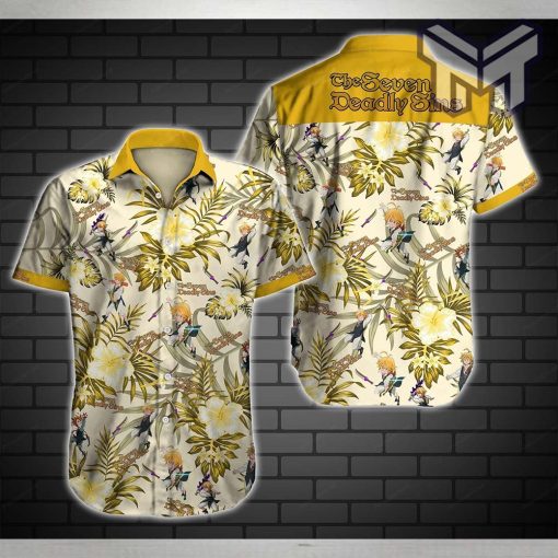 Tlmus The Saven Deadly Sins Hawaiian Graphic Print Short Sleeve Hawaiian Casual Shirt