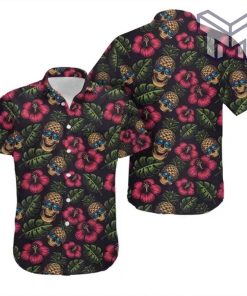 Tropical Skull Hawaiian Graphic Print Short Sleeve Hawaiian Shirt