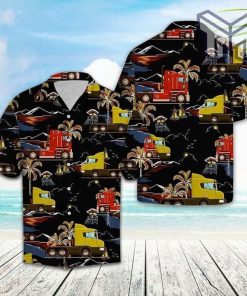 Trucker Vacation Hawaiian Graphic Print Short Sleeve Hawaiian Shirt