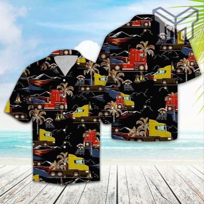 Trucker Vacation Hawaiian Graphic Print Short Sleeve Hawaiian Shirt