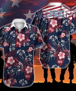 Us Army Veteran Defender Of Liberty And Freedom Hawaiian Graphic Print Short Sleeve Hawaiian Casual Shirt