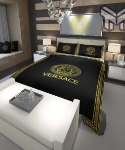 Versace Black Golden Fashion Luxury Brand Premium Bedding Set Home Decor