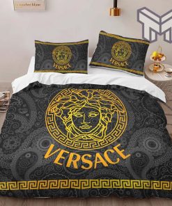 Versace Black Golden Logo Limited Edition Luxury Brand High-End Bedding Set LV Home Decor