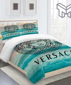 Versace Blue Sea Luxury Brand High End Premium Bedding Set Home Decor