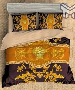 Versace Brown Golden Fashion Luxury Brand Bedding Set Bedspread Duvet Cover Set