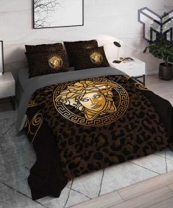 Versace Brown Medusa Luxury Brand High End Premium Bedding Set Home Decor