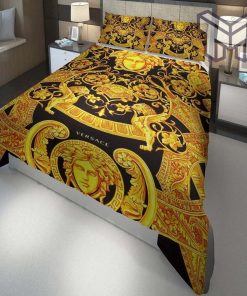 Versace England luxury brand Barocco Logo Golden 3D Bedding Sets Duvet Cover Bedroom Sets Bedset Bedlinen