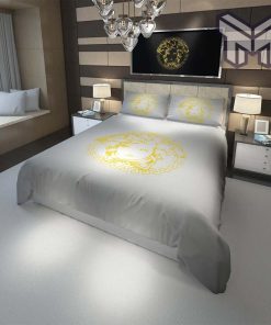 Versace England luxury brand Barocco Logo Golden Bedding Sets Duvet Cover Bedroom Sets Bedset Bedlinen