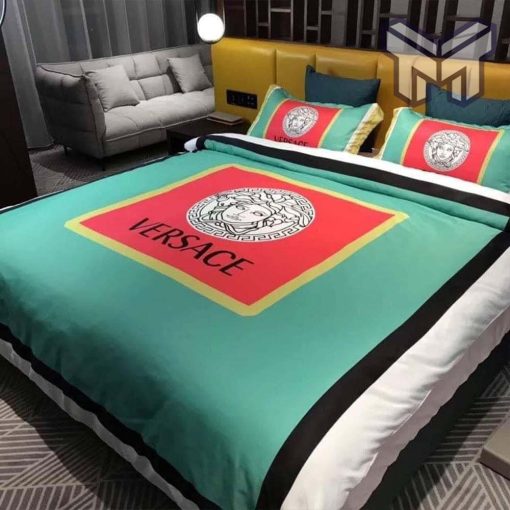 Versace Green Red Luxury Brand Bedding Set Home Decor