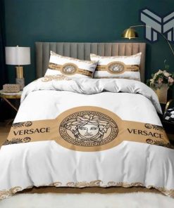 Versace Logo Luxury Brand Bedding Set Bedspread Duvet Cover Set Home Decor
