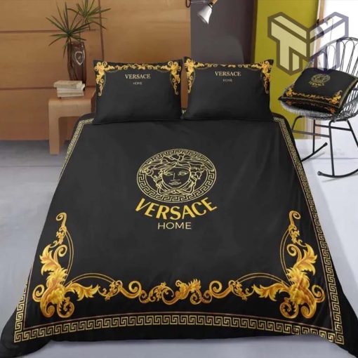 Versace Logo New Luxury Fashion Brand Bedding Set Bedspread Duvet Cover Set