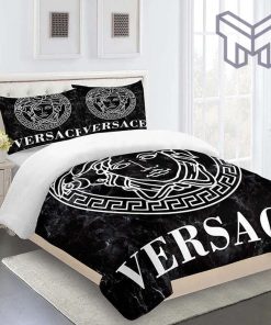 Versace Medusa Black Luxury Brand Bedding Set Bedspread Duvet Cover Set Home Decor