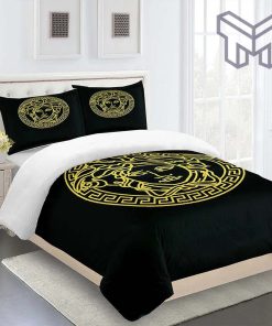 Versace Medusa Gold Luxury Brand Bedding Set Bedspread Duvet Cover Set Home Decor