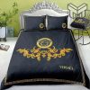 Versace Medusa Golden Pattern Black Luxury Brand Bedding Set Duvet Cover Home Decor