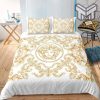 Versace Medusa Golden Pattern White Luxury Brand Bedding Set Duvet Cover Home Decor