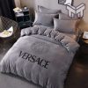 Versace Medusa Grey Luxury Brand Premium Bedding Set Bedspread Duvet Cover Set Home Decor