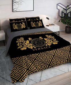 Versace Medusa Pattern Luxury Brand High End Premium Bedding Set Home Decor