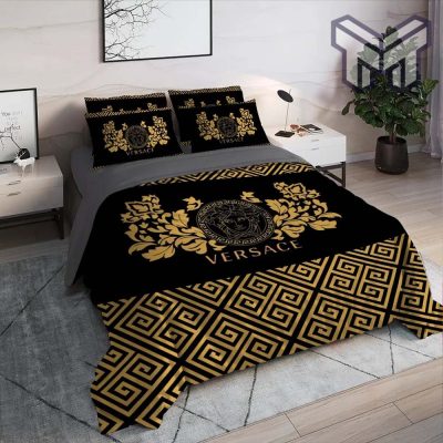 Versace Medusa Pattern Luxury Brand High End Premium Bedding Set Home Decor