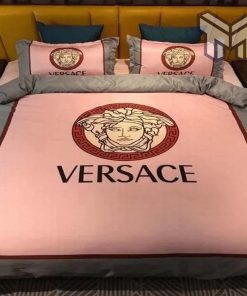 Versace Medusa Pink Luxury Brand Premium Bedding Set Bedspread Duvet Cover Set Home Decor
