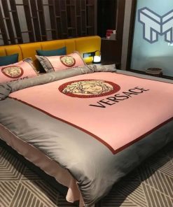 Versace Pinky Grey Luxury Brand Bedding Set Duvet Cover Home Decor