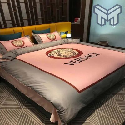Versace Pinky Grey Luxury Brand Bedding Set Duvet Cover Home Decor