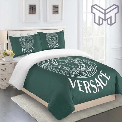 Versace Teal Luxury Brand High End Premium Bedding Set Home Decor