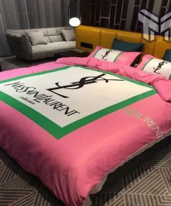Yves Saint Laurent Logo Pinky New Fashion Luxury Brand Bedding Set Bedspread Duvet Cover Set