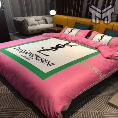 Yves Saint Laurent Logo Pinky New Fashion Luxury Brand Bedding Set Bedspread Duvet Cover Set