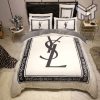 Yves Saint Laurent Logo White New Fashion Luxury Brand Bedding Set Bedspread Duvet Cover Set