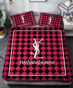 Yves Saint Laurent Red Black Luxury Brand Premium Bedding Set Bedspread Duvet Cover Set Home Decor