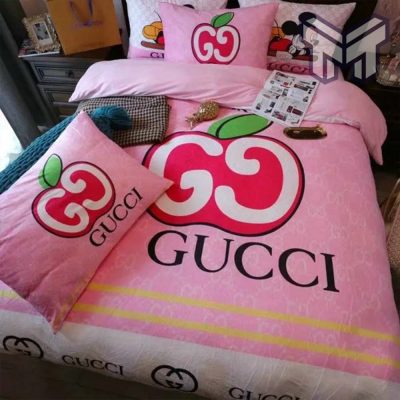 Gucci Bedding Set, Gucci Apple Mickey Mouse Luxury Brand Bedding Set Bedspread Duvet Cover Set Home Decor