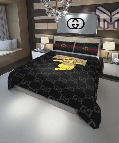 Gucci Bedding Set, Gucci Bear Fashion Logo Luxury Brand Premium Bedding Set Home Decor