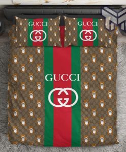 Gucci Bedding Set, Gucci Bear Luxury Brand Premium Bedding Set Bedspread Duvet Cover Set Home Decor