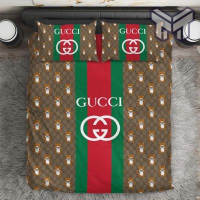 Gucci Bedding Set, Gucci Bear Luxury Brand Premium Bedding Set Bedspread Duvet Cover Set Home Decor