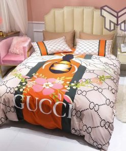 Gucci Bedding Set, Gucci Bee Flower Bedding Sets Quilt Sets Duvet Cover Luxury Brand Bedding Decor