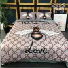 Gucci Bedding Set, Gucci Bee Love New Logo Hot Luxury Brand Bedding Set Bedspread Duvet Cover Set Home Decor