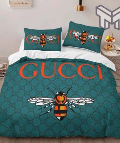 Gucci Bedding Set, Gucci Bee Luxury Brand High End Bedding Set Home Decor