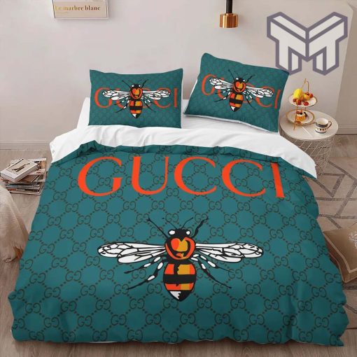 Gucci Bedding Set, Gucci Bee Luxury Brand High End Bedding Set Home Decor