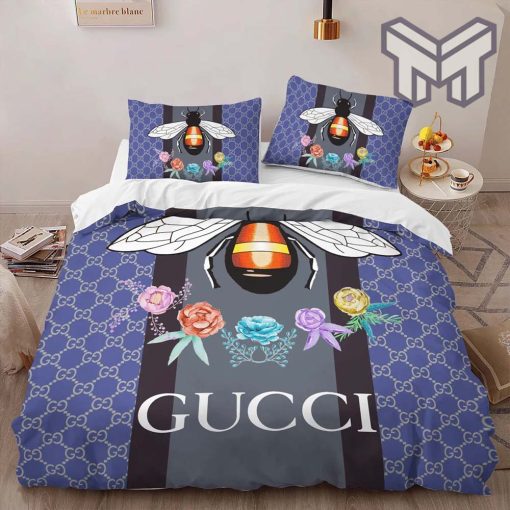 Gucci Bedding Set, Gucci Bee Luxury Brand High-End Bedding Set Home Decor