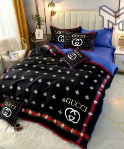 Gucci Bedding Set, Gucci Bees Black Luxury Brand Premium Bedding Set Bedspread Duvet Cover Set Home Decor